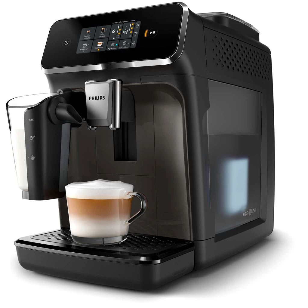 Philips Kaffeevollautomat Serie 2200, 2 Kaffeeeinstellungen, Milchaufschäumer, schwarz