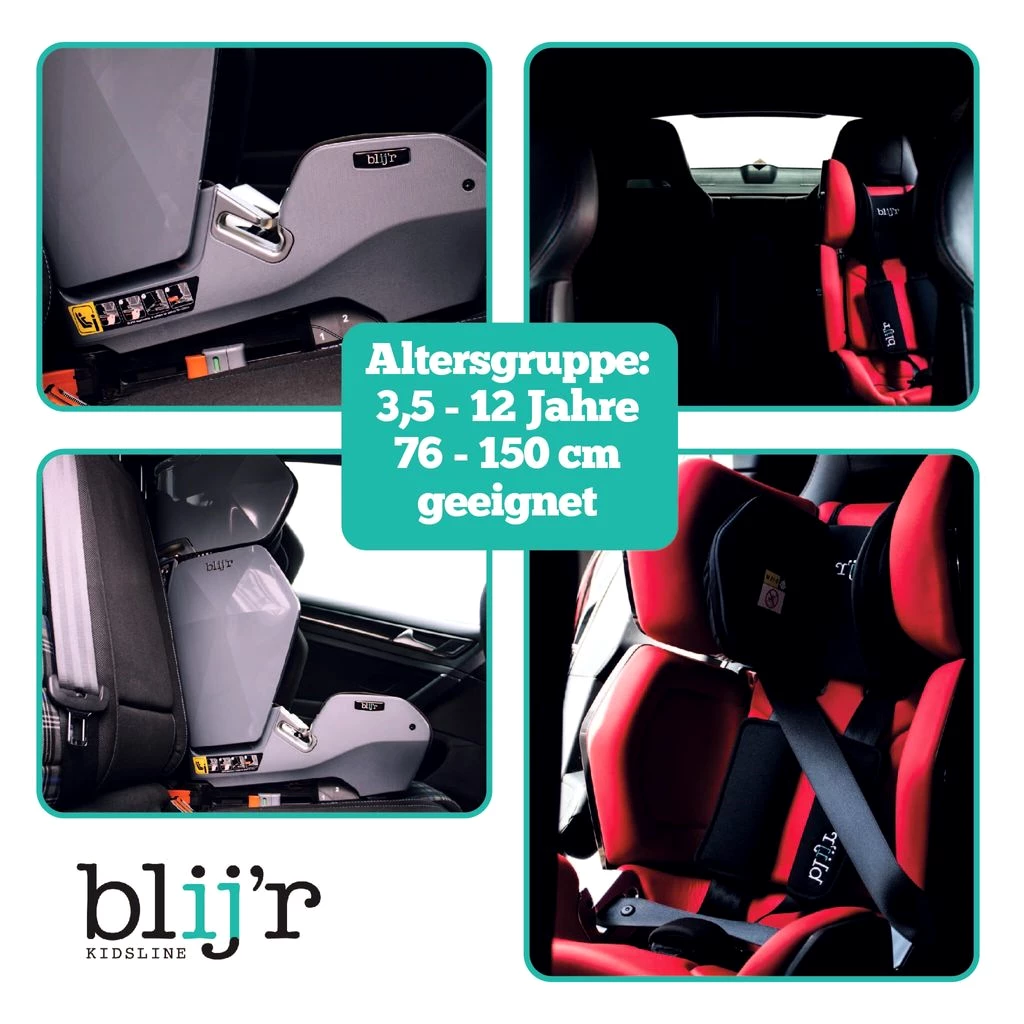Blijr Uniek Autositz Kindersitz in rot inkl. Wumbi Rücksitzspiegel und Sonnenschutz | von 3