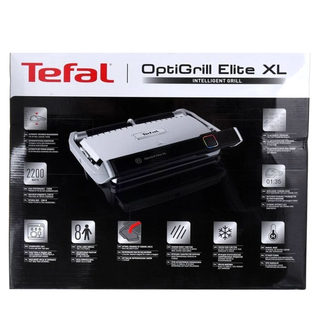 Tefal GC 760D Optigrill Elite XL - Kontaktgrill - edelstahl/schwarz