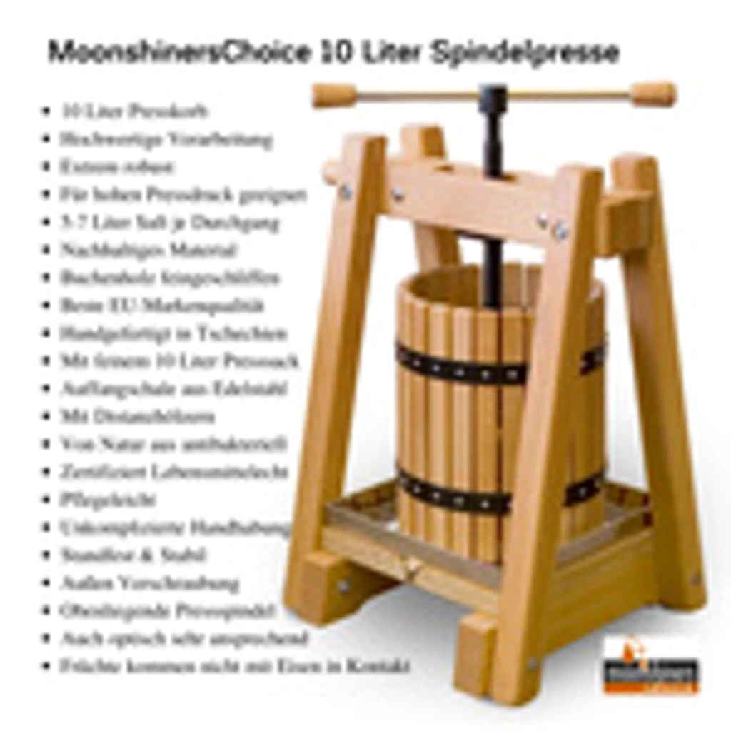 "MoonshinersChoice®" Obstpresse 10 Liter | Buchenholz Weinpresse
