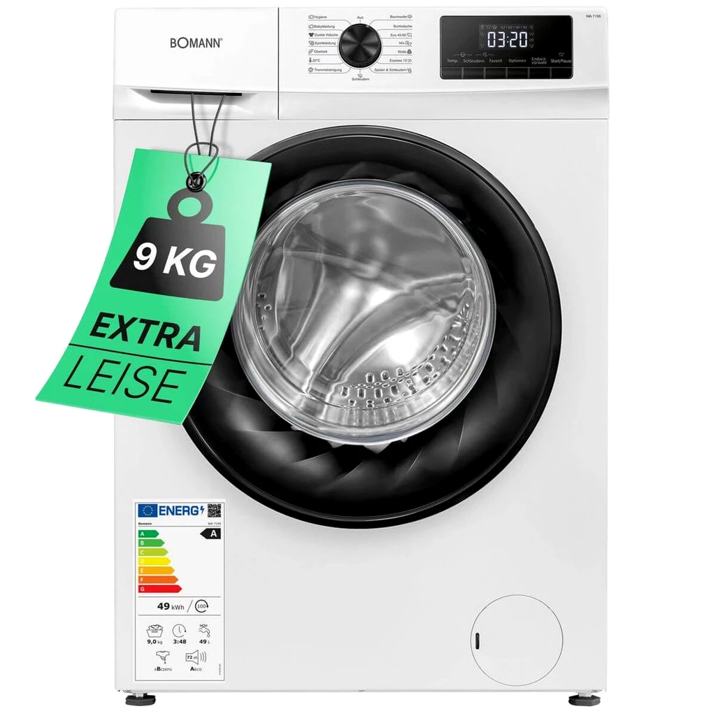 Bomann® Waschmaschine 9kg | max. 1400 U/min | effizienter