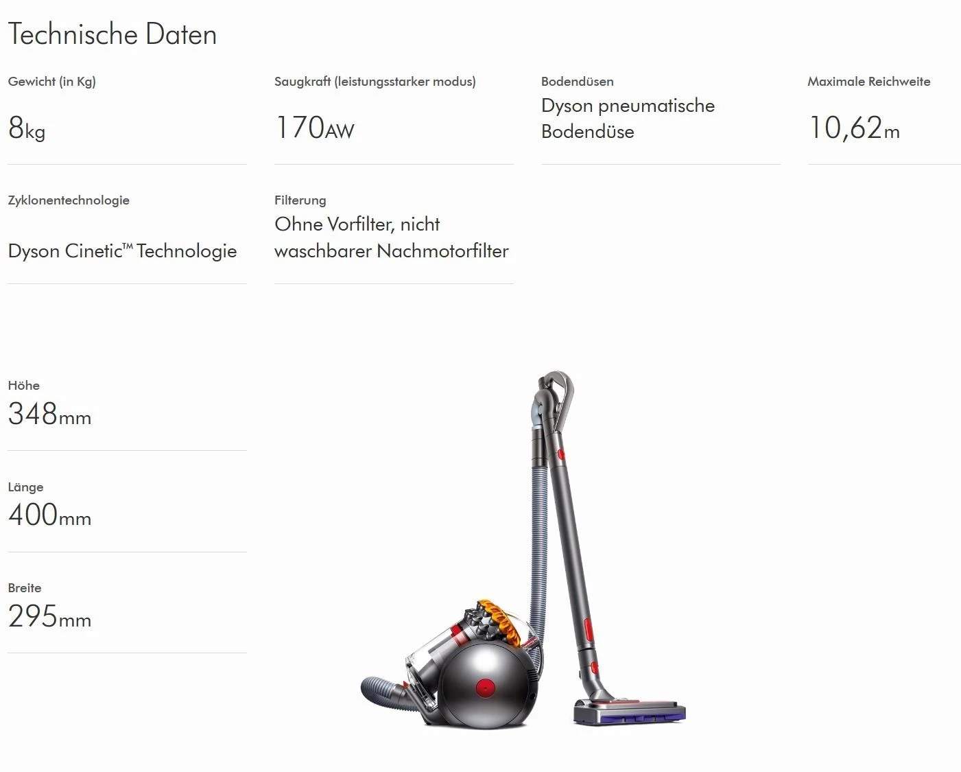 DYSON Bodenstaubsauger Big Ball Multifloor Parquet 2 Staubsauger Beutellos, inkl. 4 Düsen