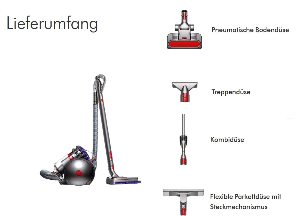 DYSON Bodenstaubsauger Big Ball Multifloor Parquet 2 Staubsauger Beutellos, inkl. 4 Düsen