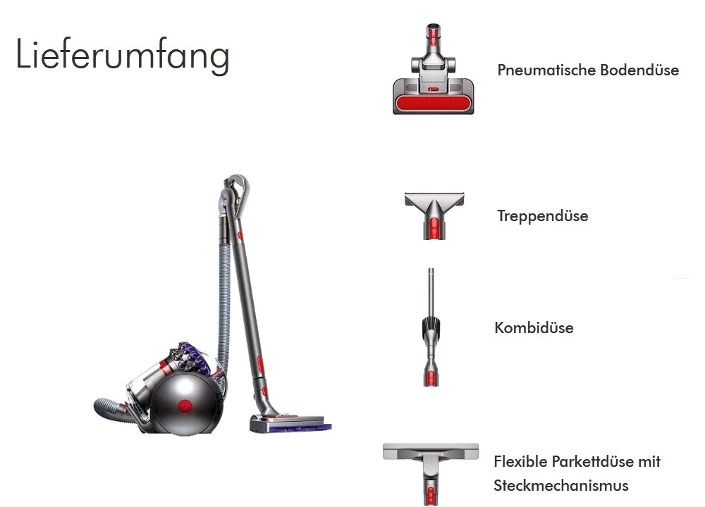 DYSON Bodenstaubsauger Big Ball Parquet 2 Staubsauger Beutellos, inkl. 4 Düsen, Boden, Beutellos