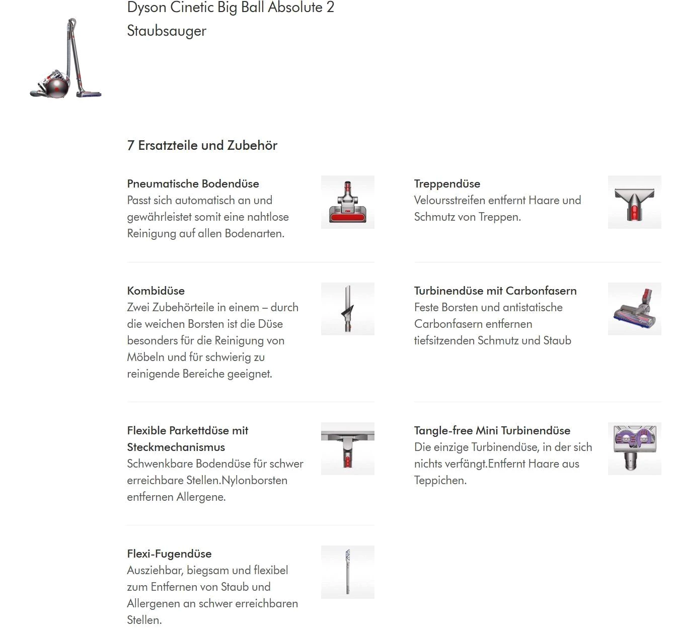 DYSON Bodenstaubsauger Big Ball Multifloor Absolute 2 Staubsauger Beutellos, inkl. 7 Düsen