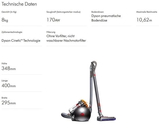 DYSON Bodenstaubsauger Big Ball Parquet Bodenstaubsauger, Beutellos