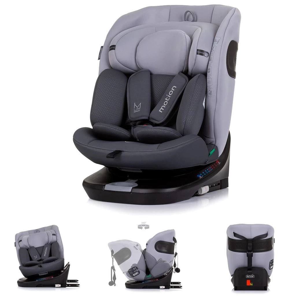 Chipolino i-Size Kindersitz Motion (40 - 150 cm) Isofix 360° drehbar verstellbar grau