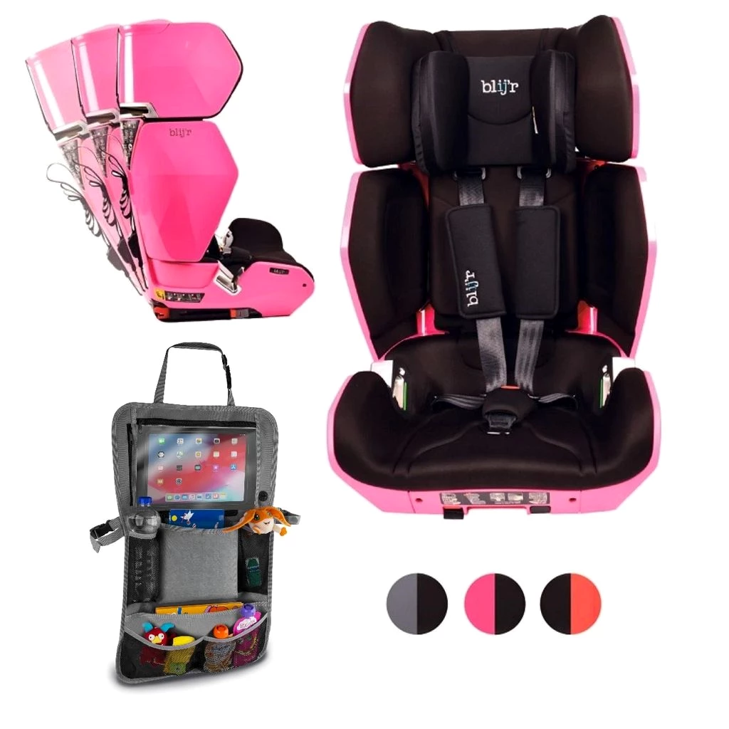 Blij´r Uniek Pink Kindersitz mit Rücksitz Organizer | von 3,5 bis 12 Jahren