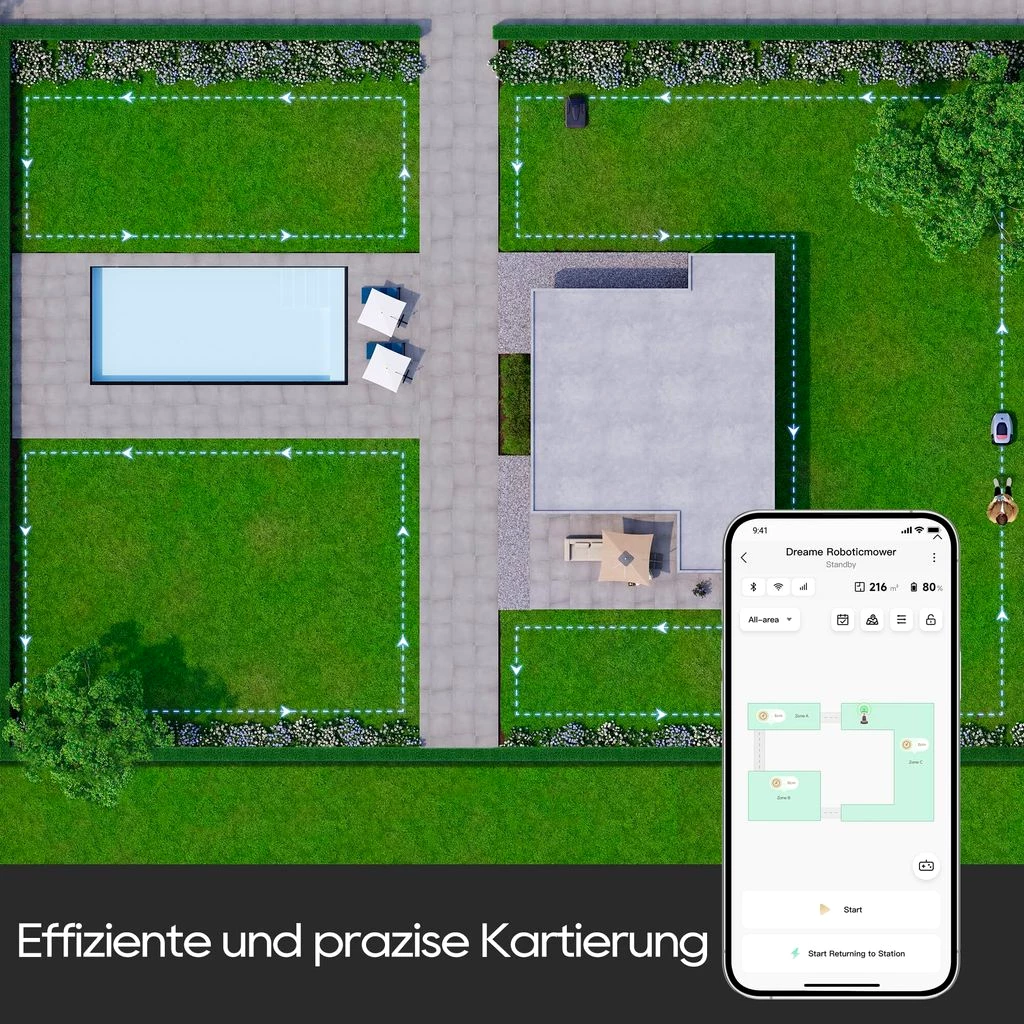 Dreame Intelligent Mähroboter A1, Rasenmäher Roboter, App-Steuerung, OmniSense-Technologie