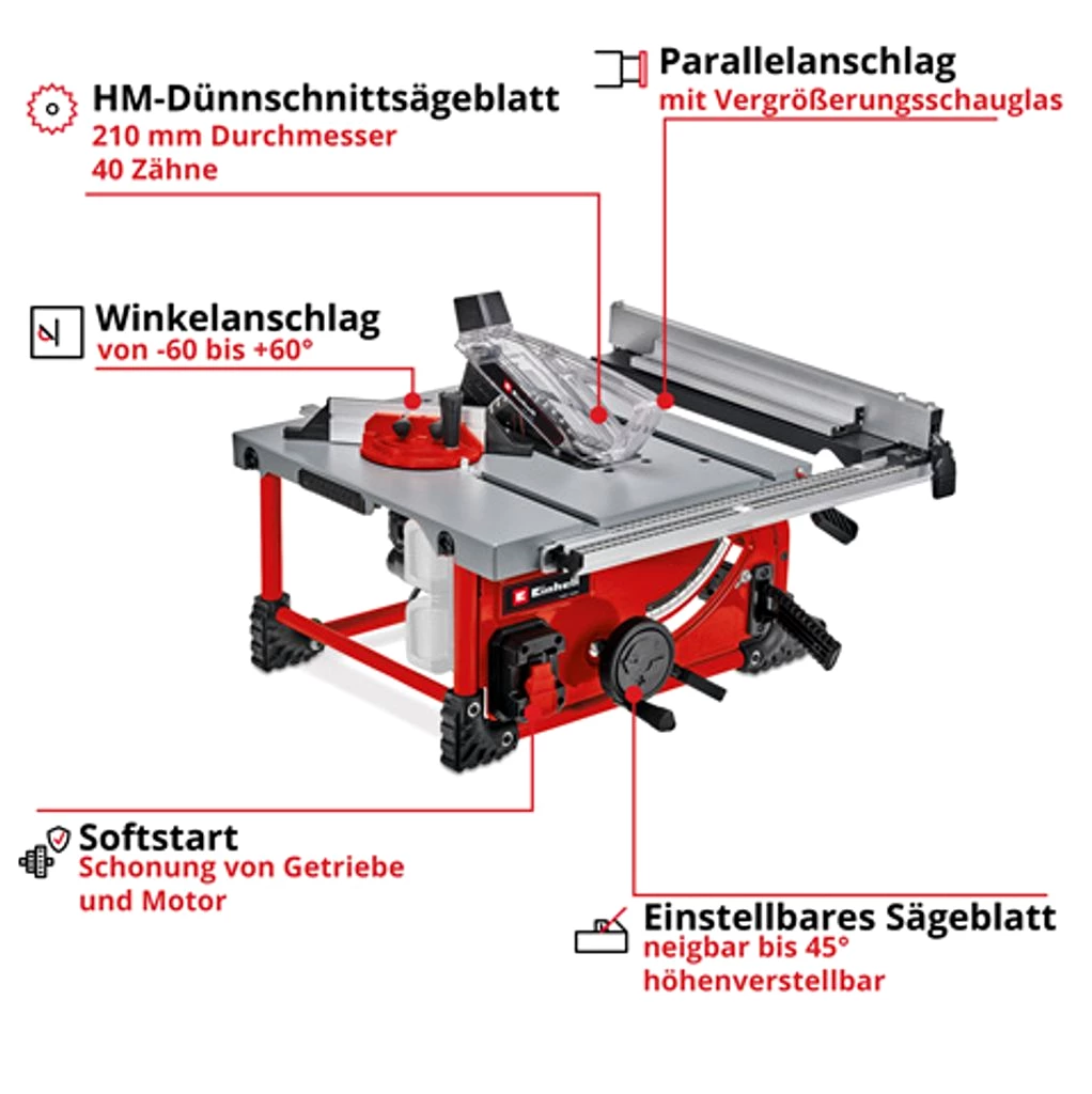 Einhell Power X-Change Akku-Tischkreissäge TE-TS 36/210 Li-Solo