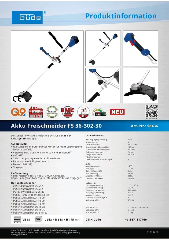 Akku Freischneider FS 36-302-30