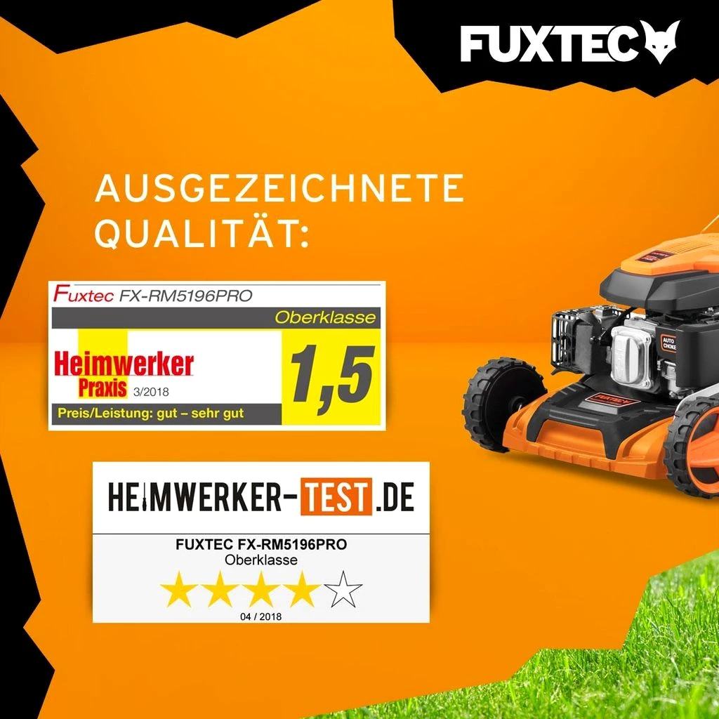 FUXTEC Benzin Rasenmäher mit Antrieb + FlexSpeed | Motormäher | 6PS Benzinmäher | 510mm